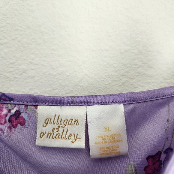 Vintage Gilligan O'Malley Purple Floral Lingerie Slip Dress XL - Picture 7 of 10